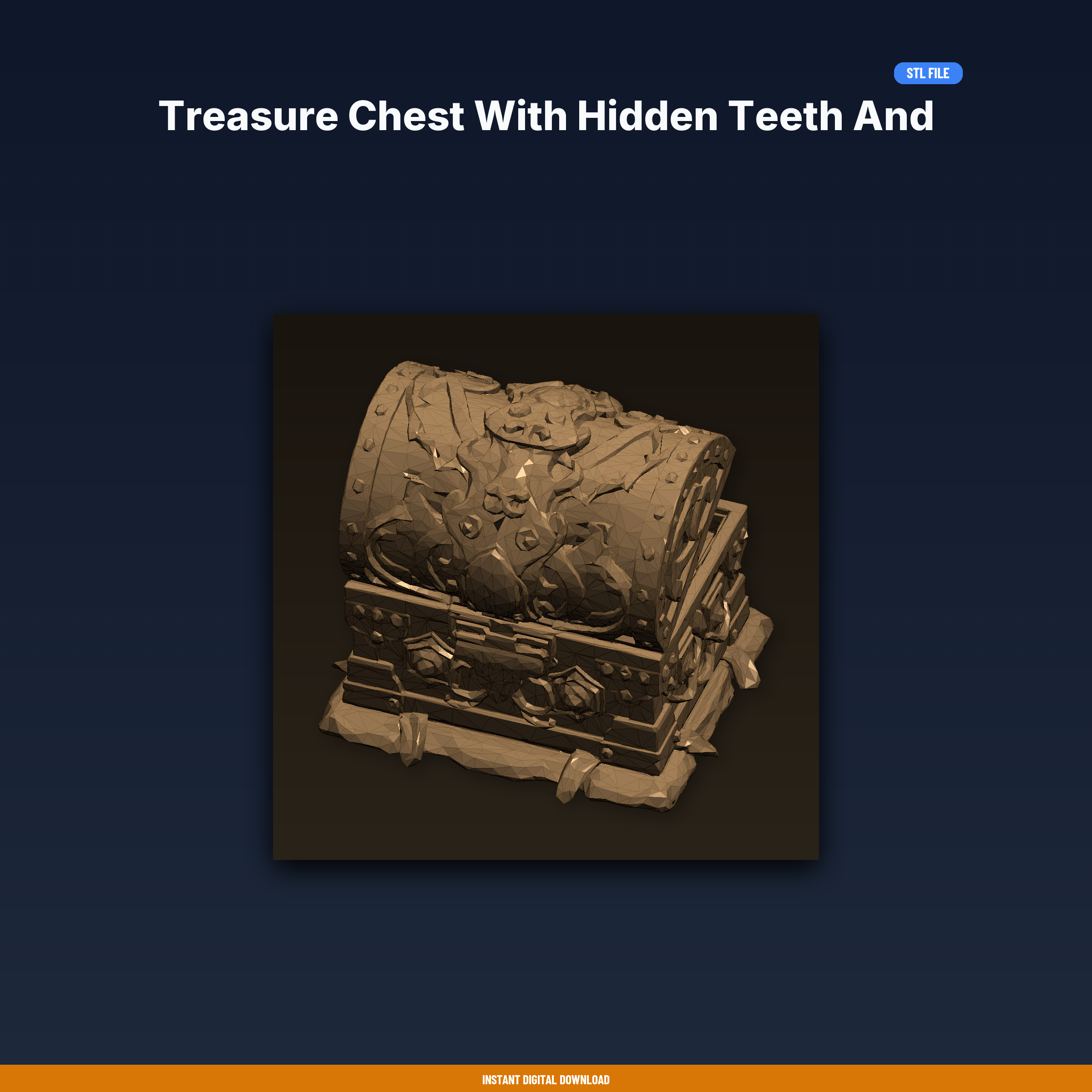 Treasure Chest With Hidden Teeth And Tongue, Closed And Open - 3D Printable STL File