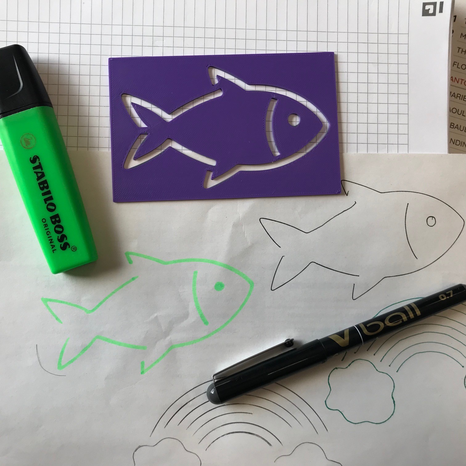 Pochoir poisson d'avril - April fool fish stencil
