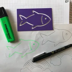 Pochoir poisson d'avril - April fool fish stencil