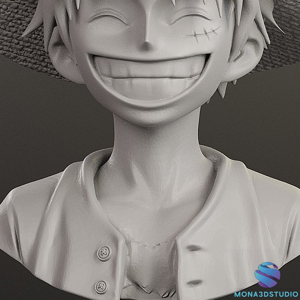 Monkey D. Luffy Bust One Piece Straw Hat STL 3D Print Figure Statue — miniatura 8