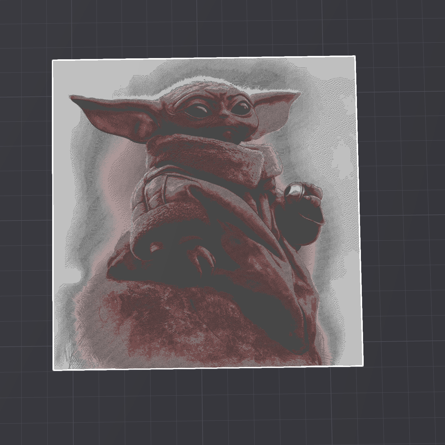 Grogu HueForge – 4 Color AMS Wall Art