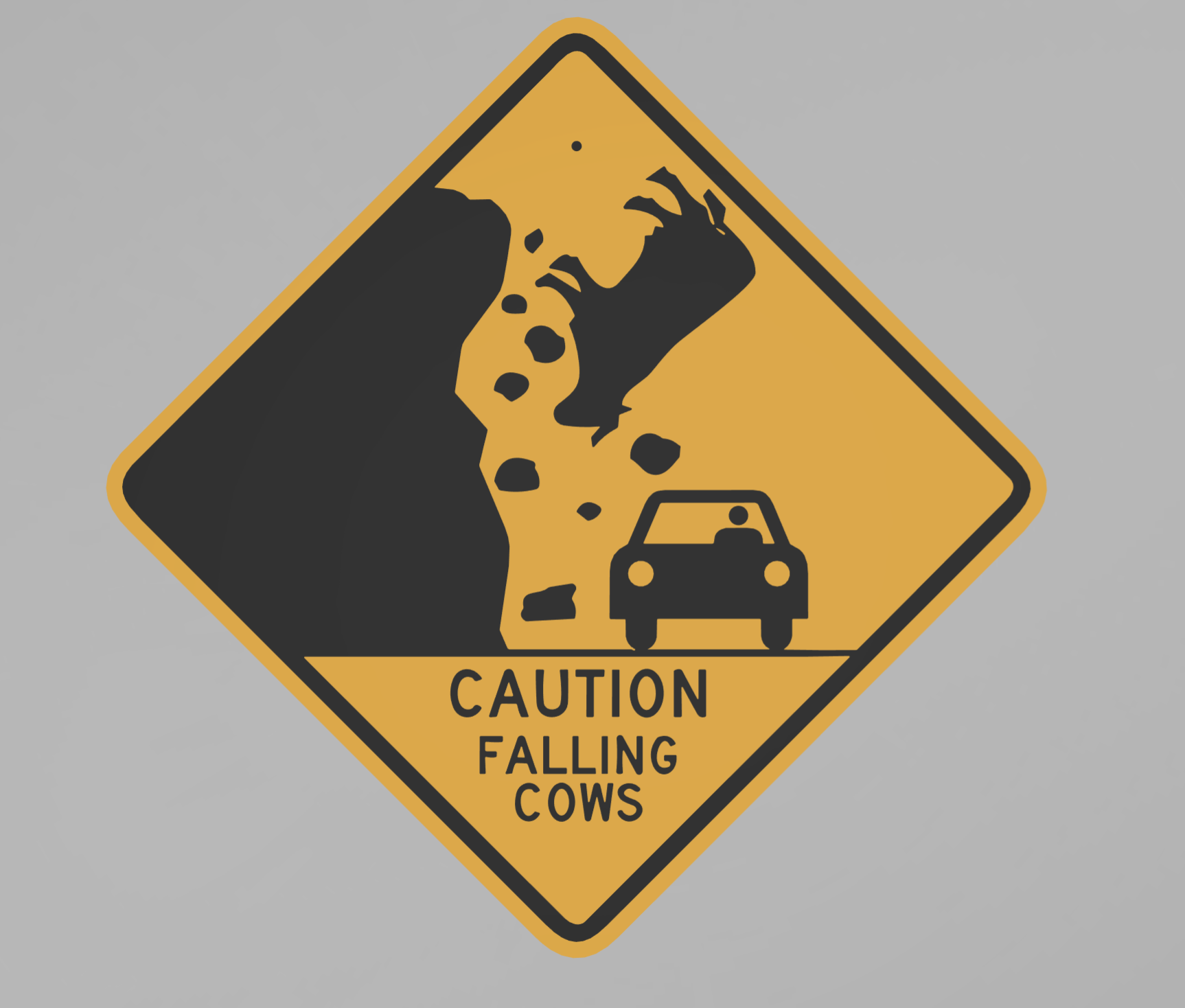 "Falling Cows" warning sign