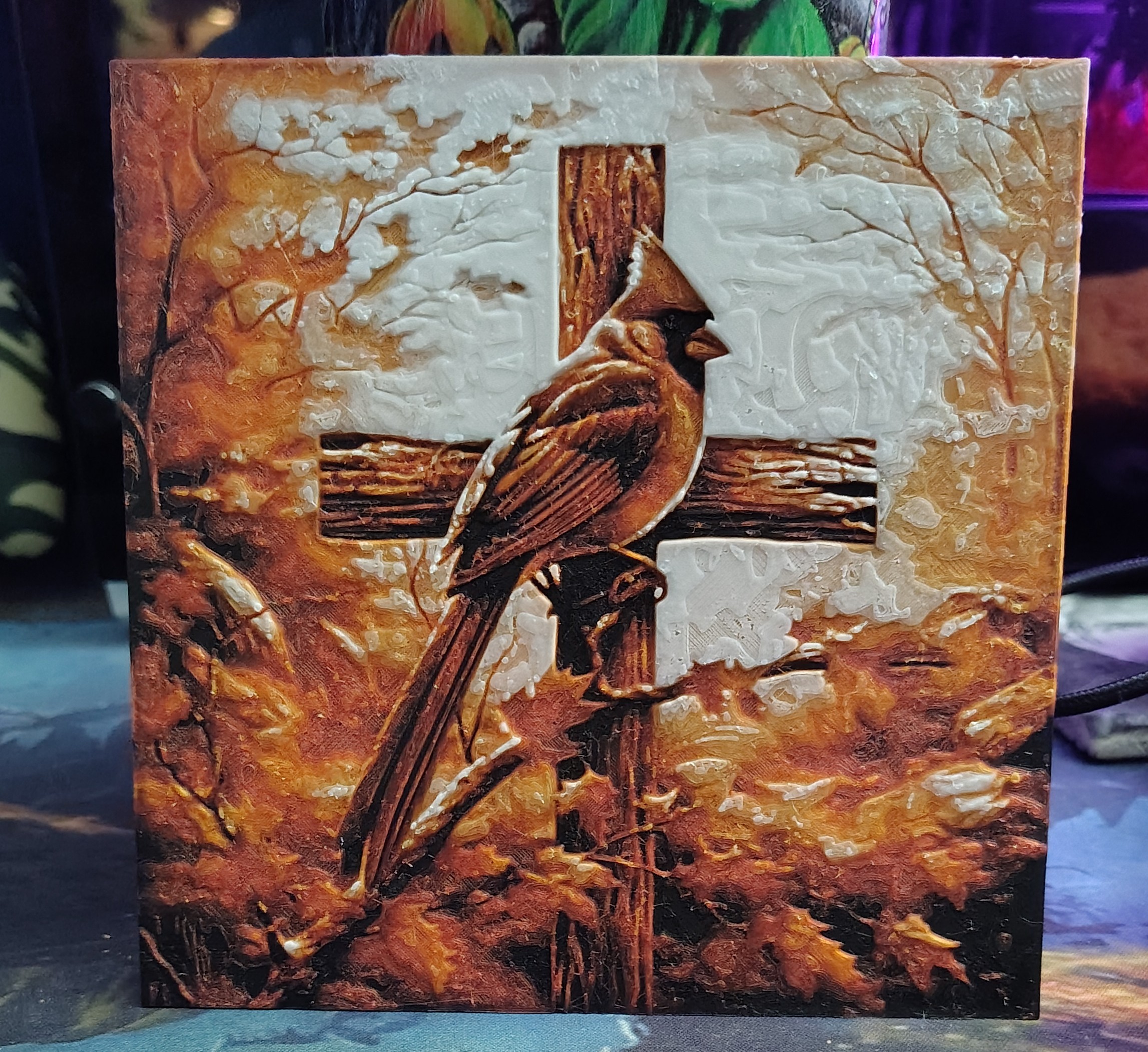 Cardinal on a Cross Hueforge