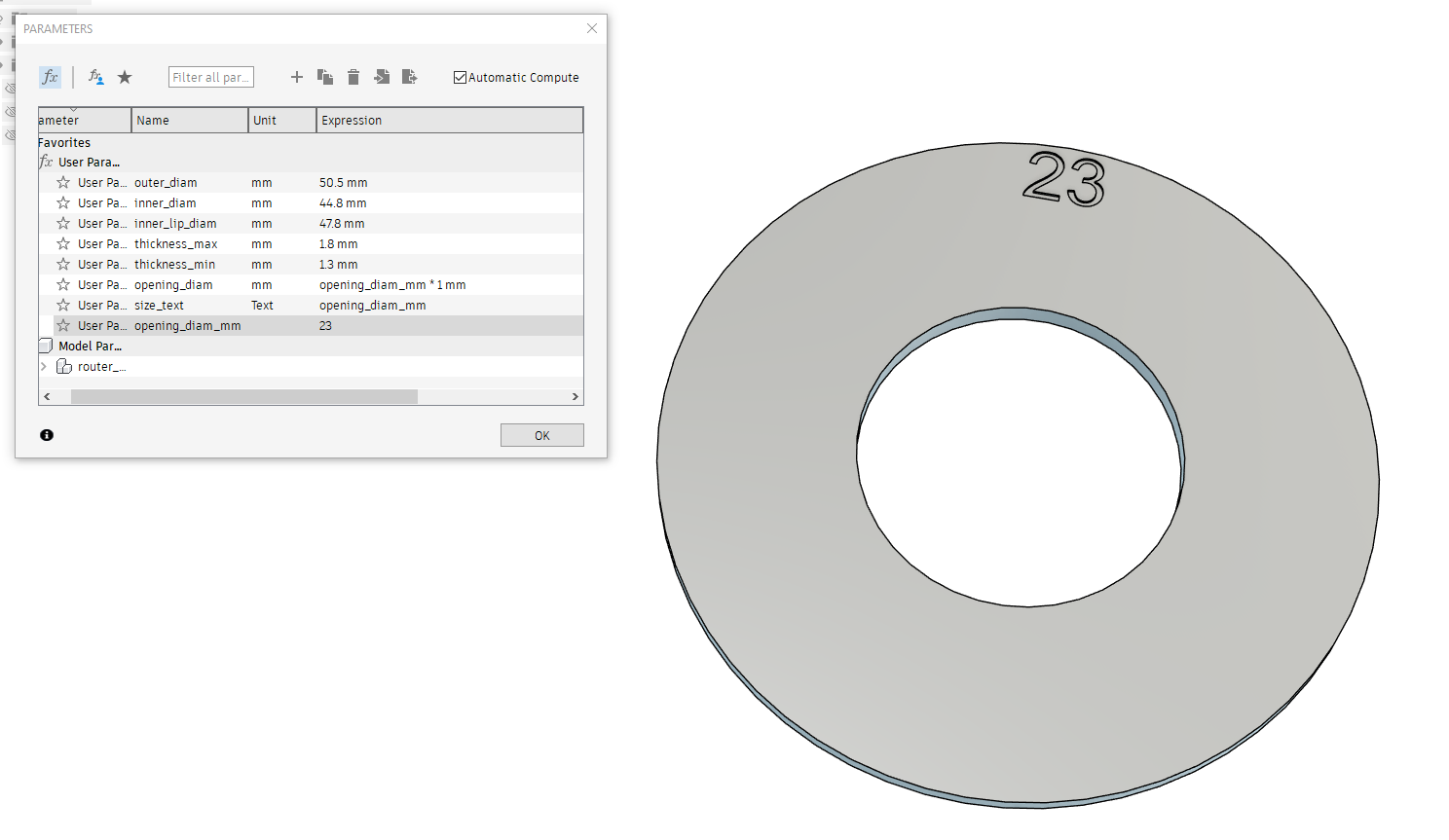 Miniatura 2 do modelo 3D Craftsman Router Table Insert Ring (Parametric)