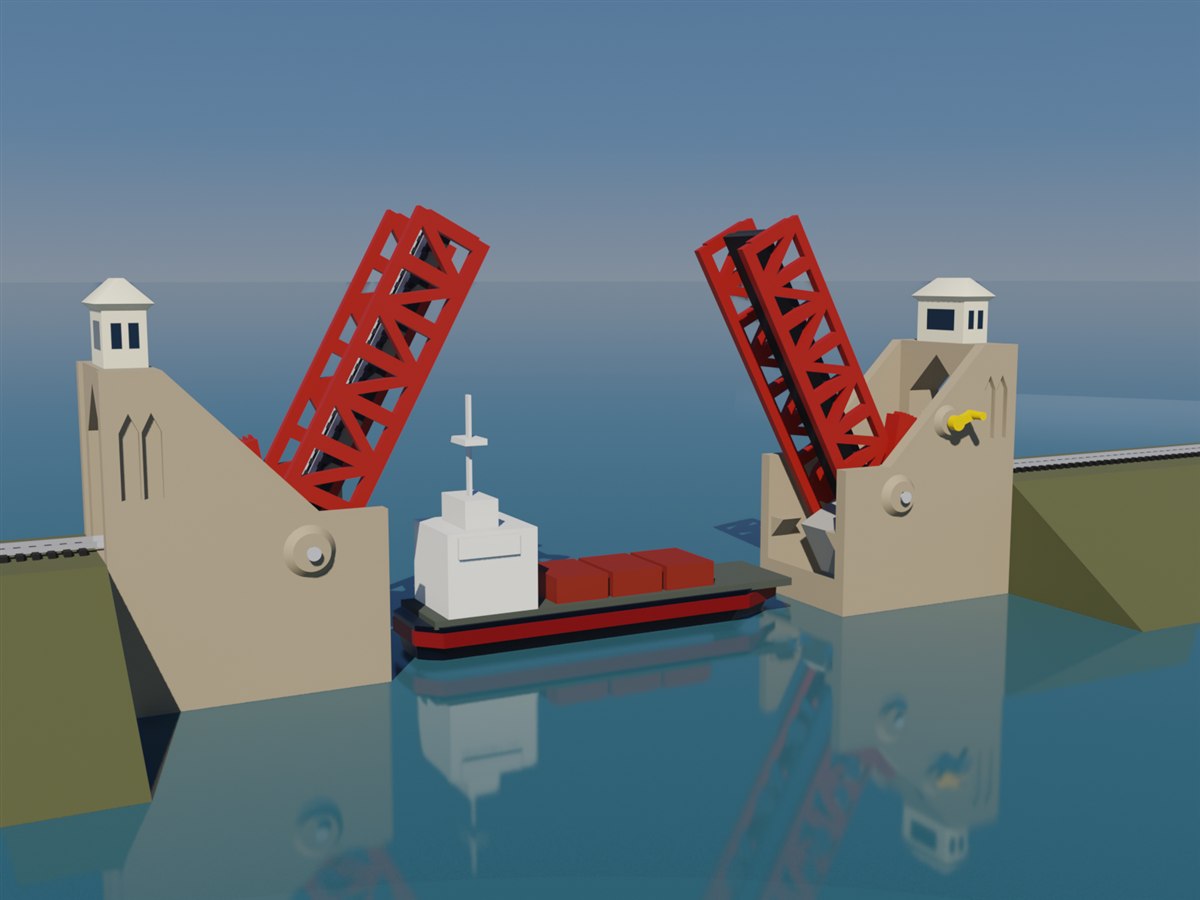 Working Bascule Lift Bridge N Scale 1:160 - Hand Crank, 2 Leaves — STL ...