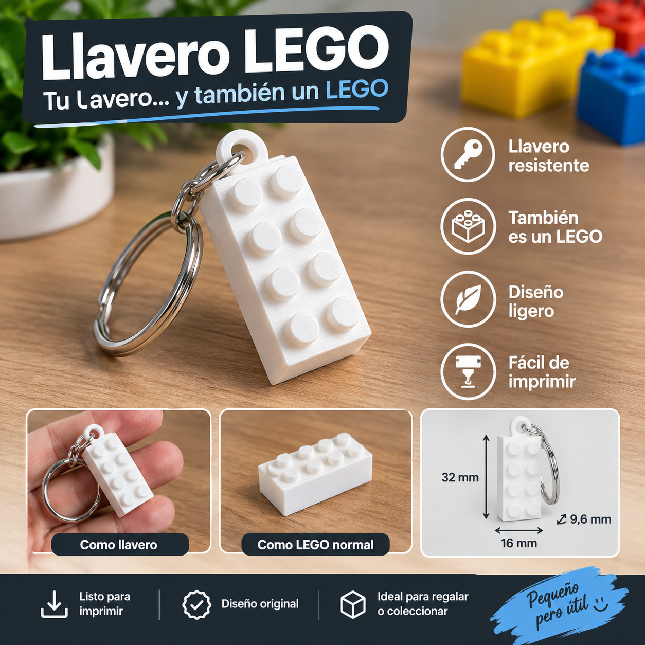 BrickKey – Llavero de lego compatible con bloques de lego