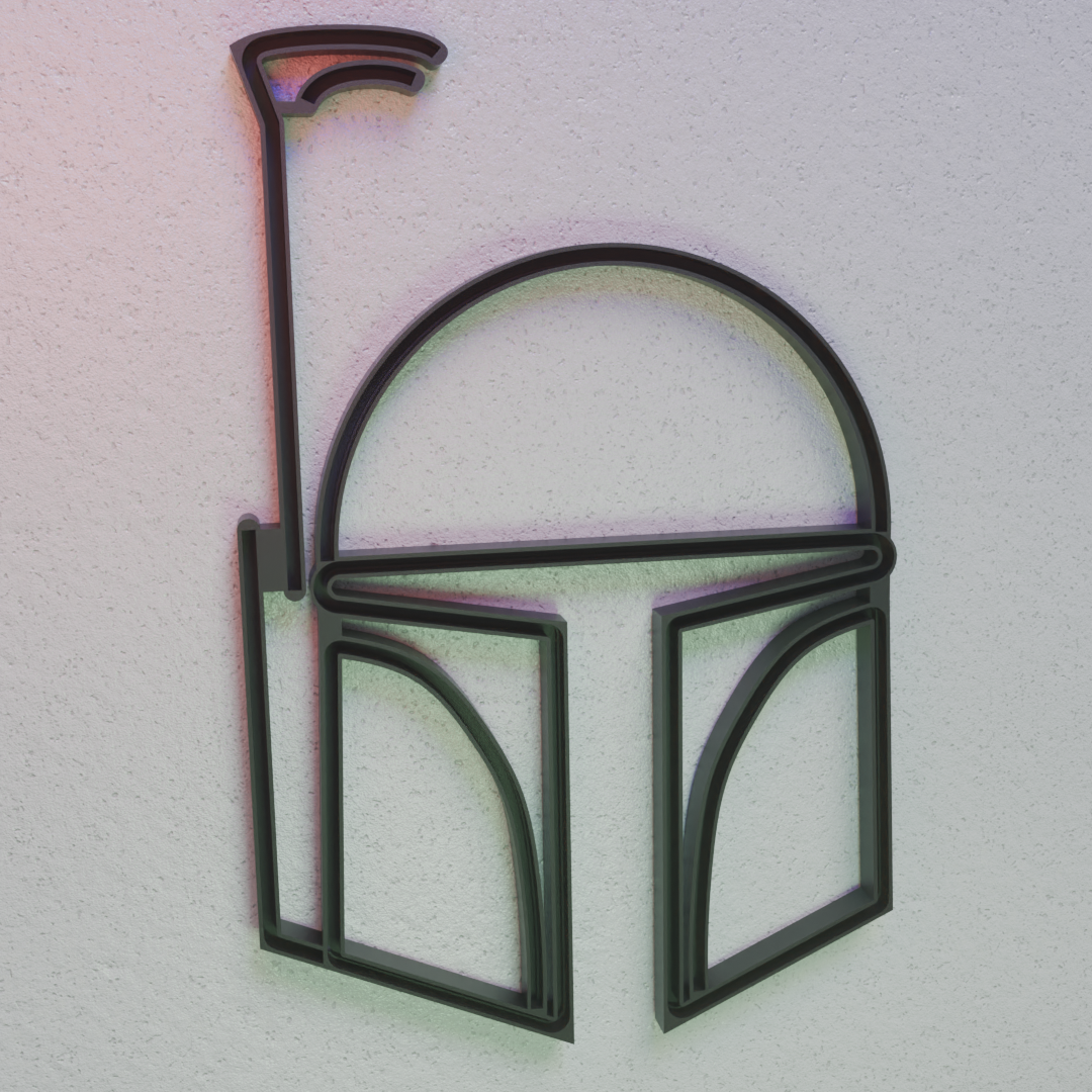 Sci-Fi Helmet LED Outline | 6mm LED | Wall Light (Fan Inspired) | Size 390X390mm !!!