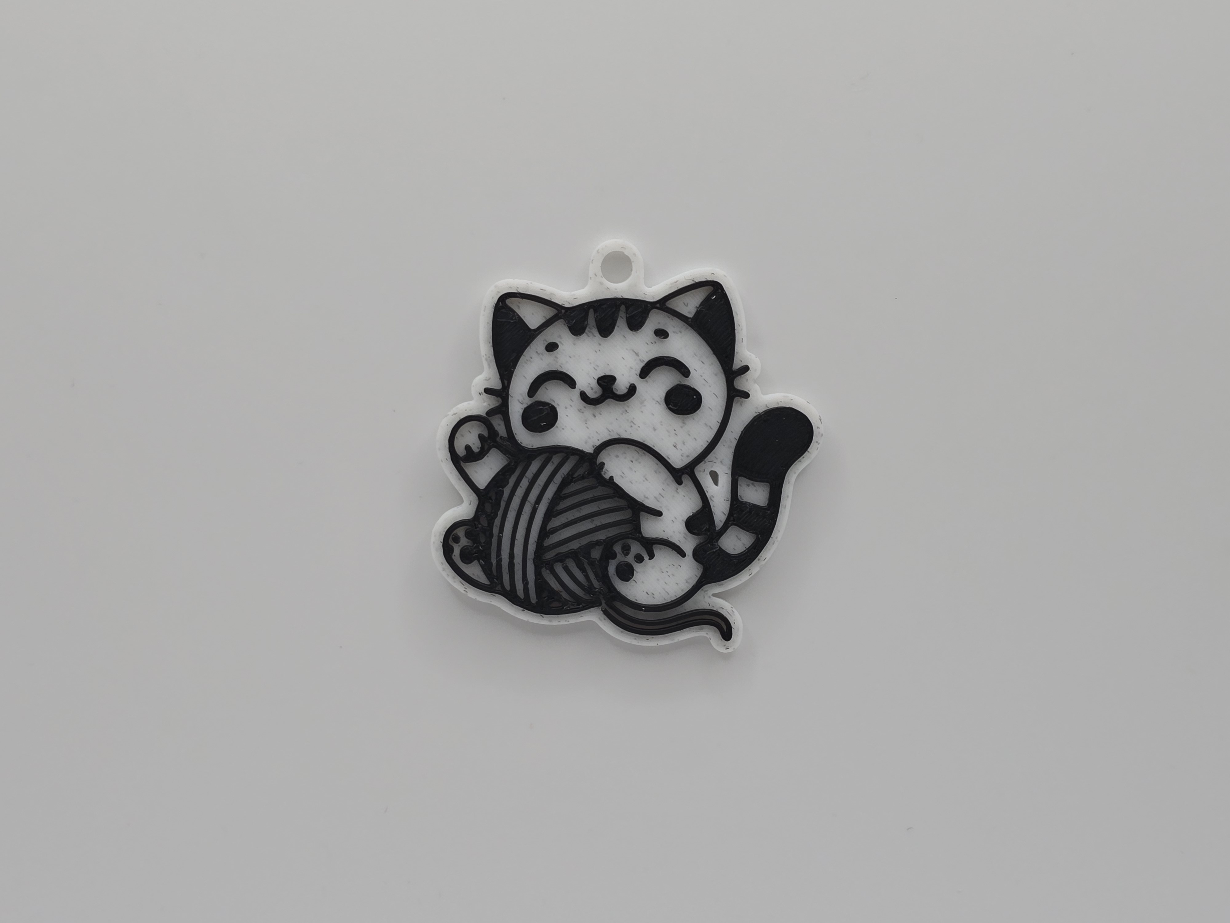 Cute Cat with Yarn Keychain