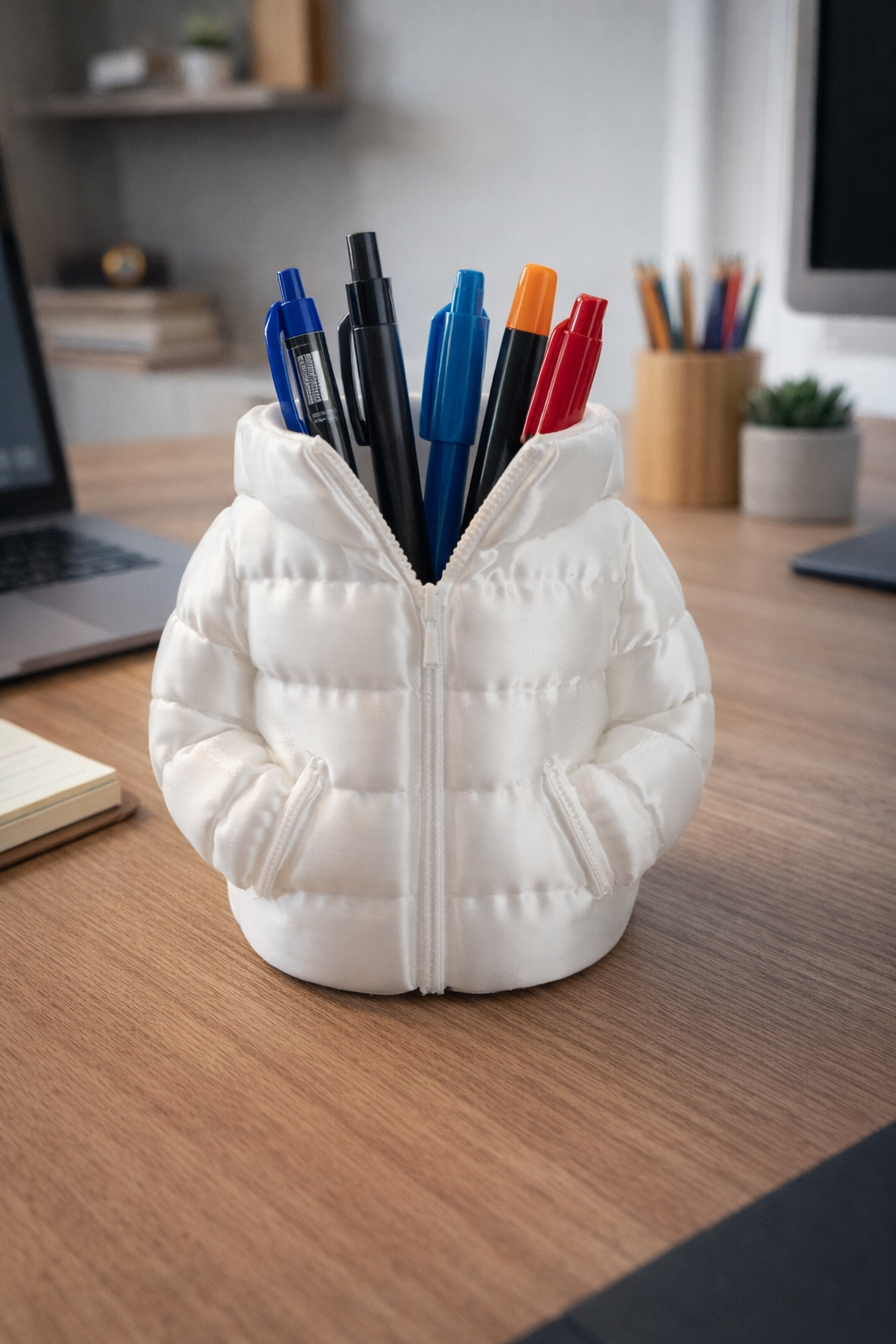Puffer Jacket Desk Pen Holder – 3D Printable