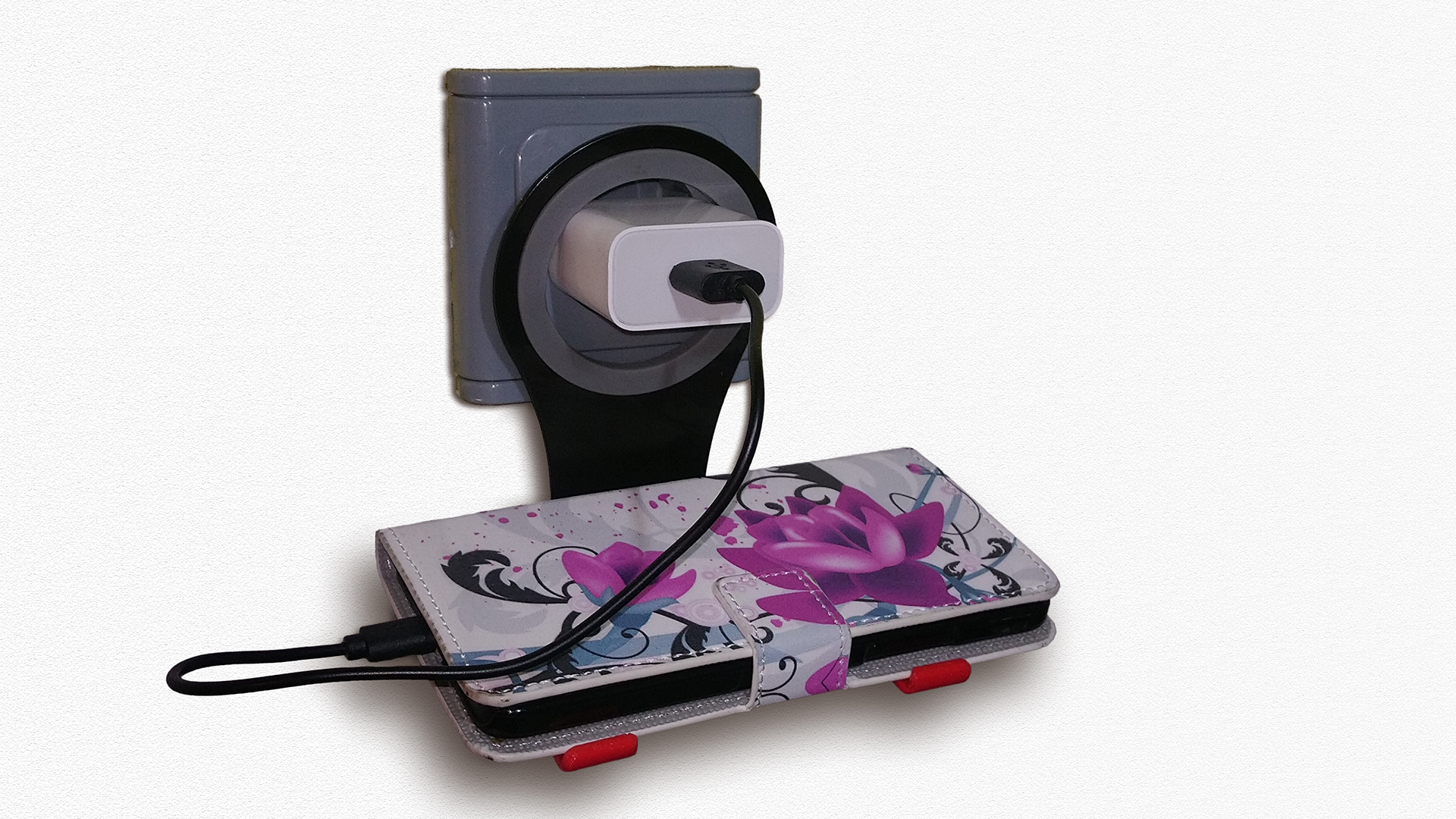 Foldable Phone Holder for Wall Plug Charger