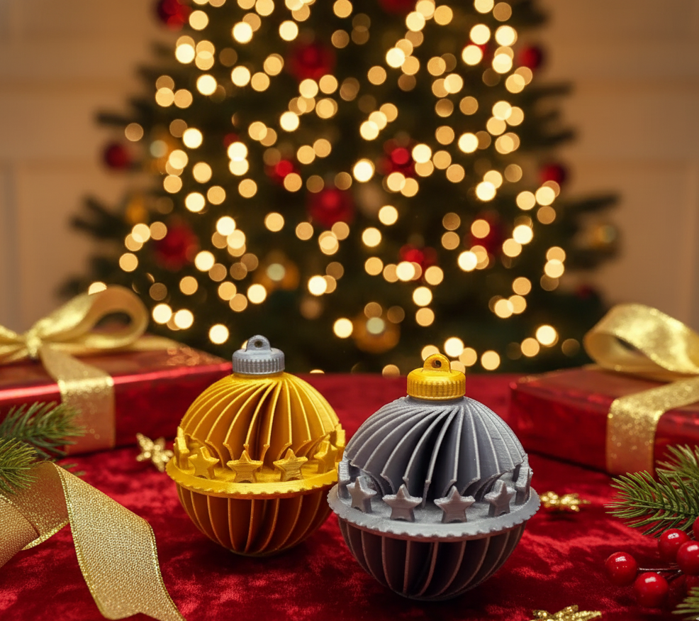 Christmas Tree Ornament STAR SPHERE (65mm round) with Cap (Weihnachtsbaumschmuck)