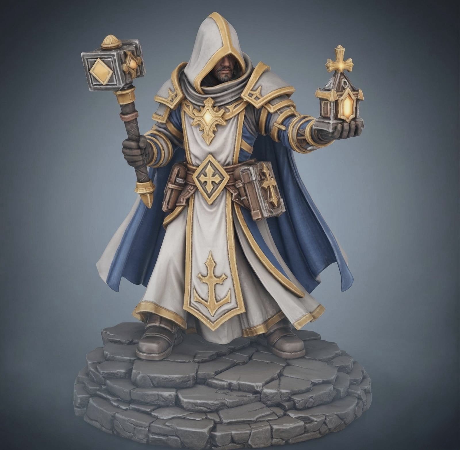 Bloodbound Realms – Human – Dawnflame Priest (Dark Fantasy 3D Printable Miniature STL)