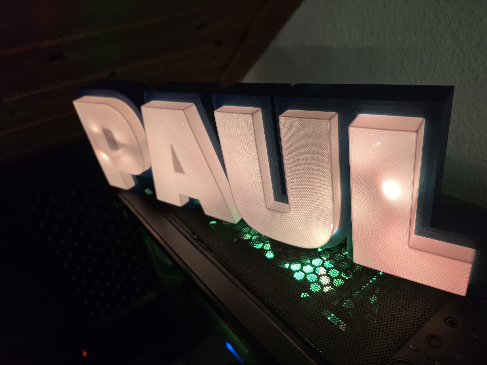 3d sign name led illuminmated paul desk