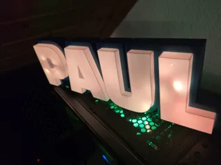 3d sign name led illuminmated paul desk