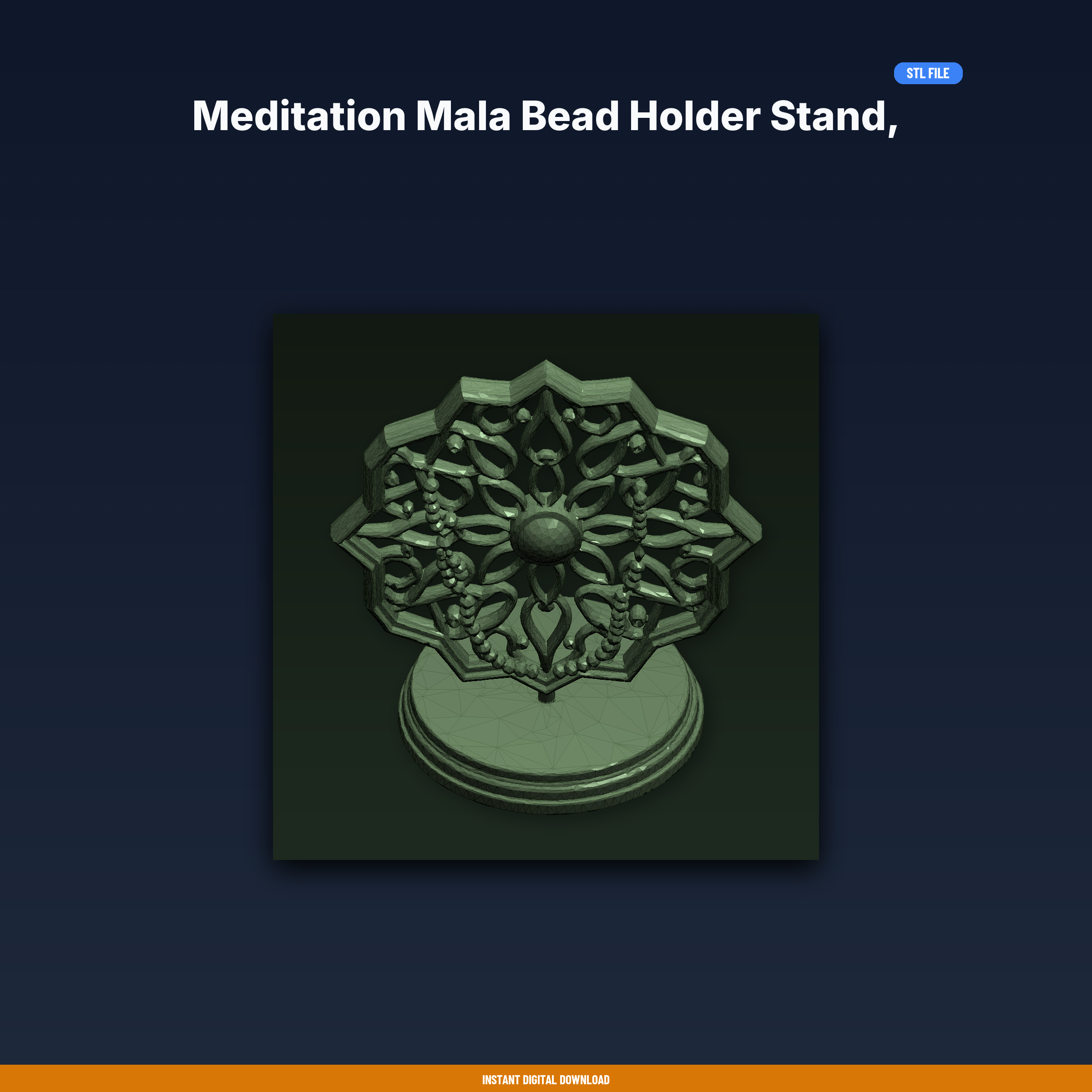 Meditation Mala Bead Holder Stand, Displays Prayer Beads, Lotus Design - 3D Printable STL File