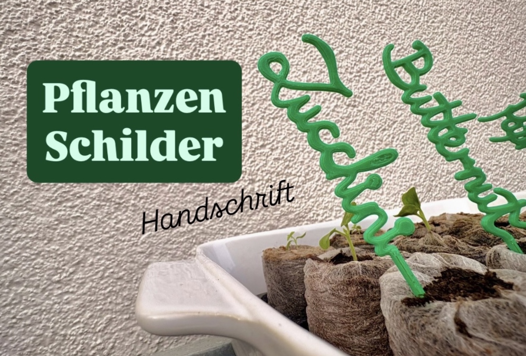 Vertikale Pflanzenschilder in Handschrift für 19 Pflanzen