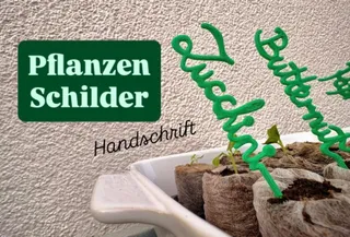 Vertikale Pflanzenschilder in Handschrift für 19 Pflanzen
