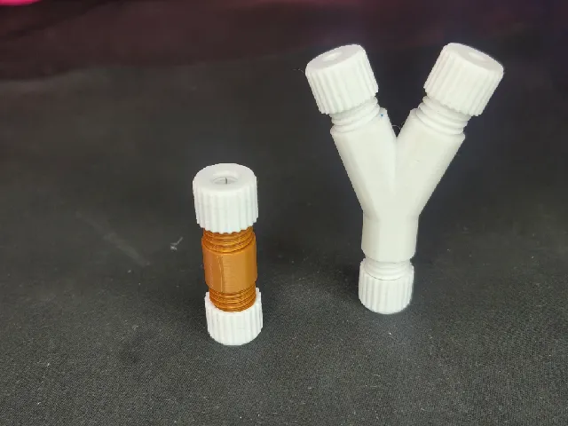6mm to 4mm adapter and Y connector for air hose or PTFE tube