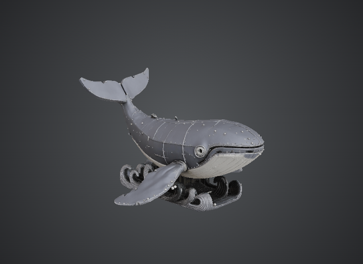 Steampunk Mechanical Whale – Riveted Ocean Creature