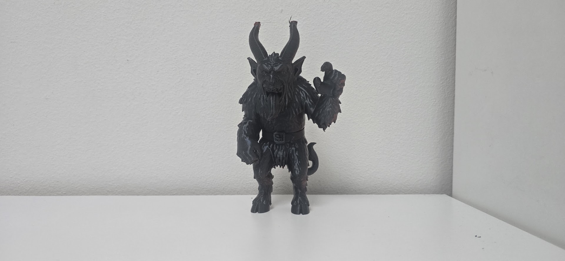 Furry Snarling Krampus with Belt Christmas Figure