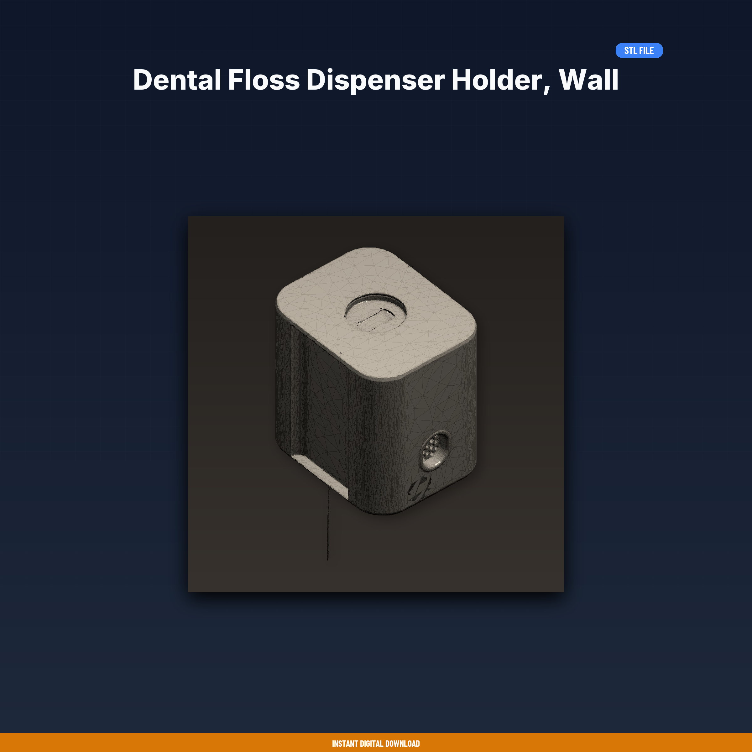 Dental Floss Dispenser Holder, Wall Mount, One Hand Operation, - 3D Printable STL File