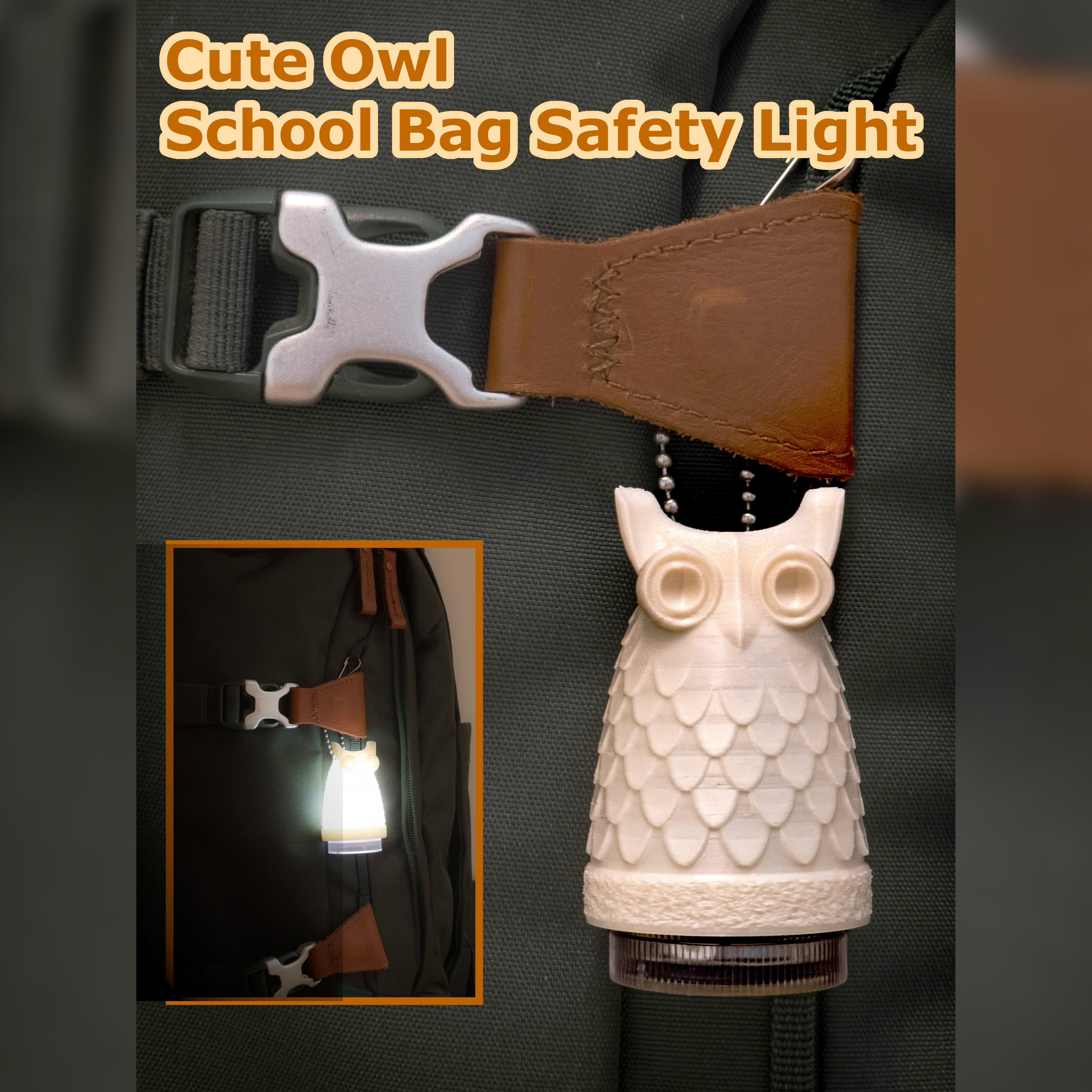 Cute Owl School Bag Safety Light