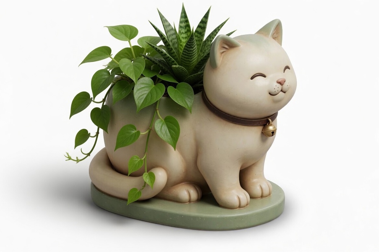 Miniatura 2 do modelo 3D Cute Cat Planter