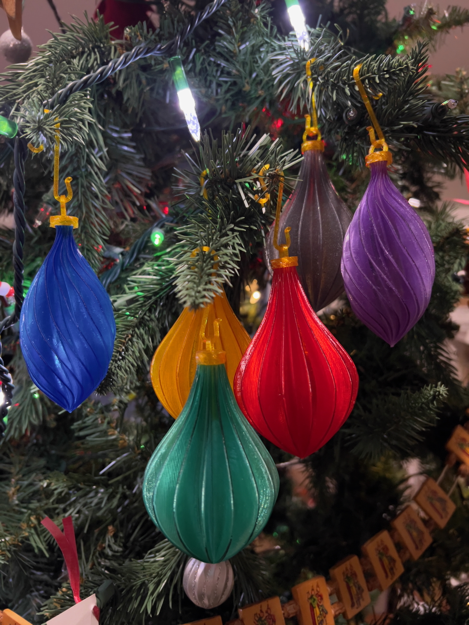 Spiral and Ridged Christmas Ornaments with screw on cap for hook attachment