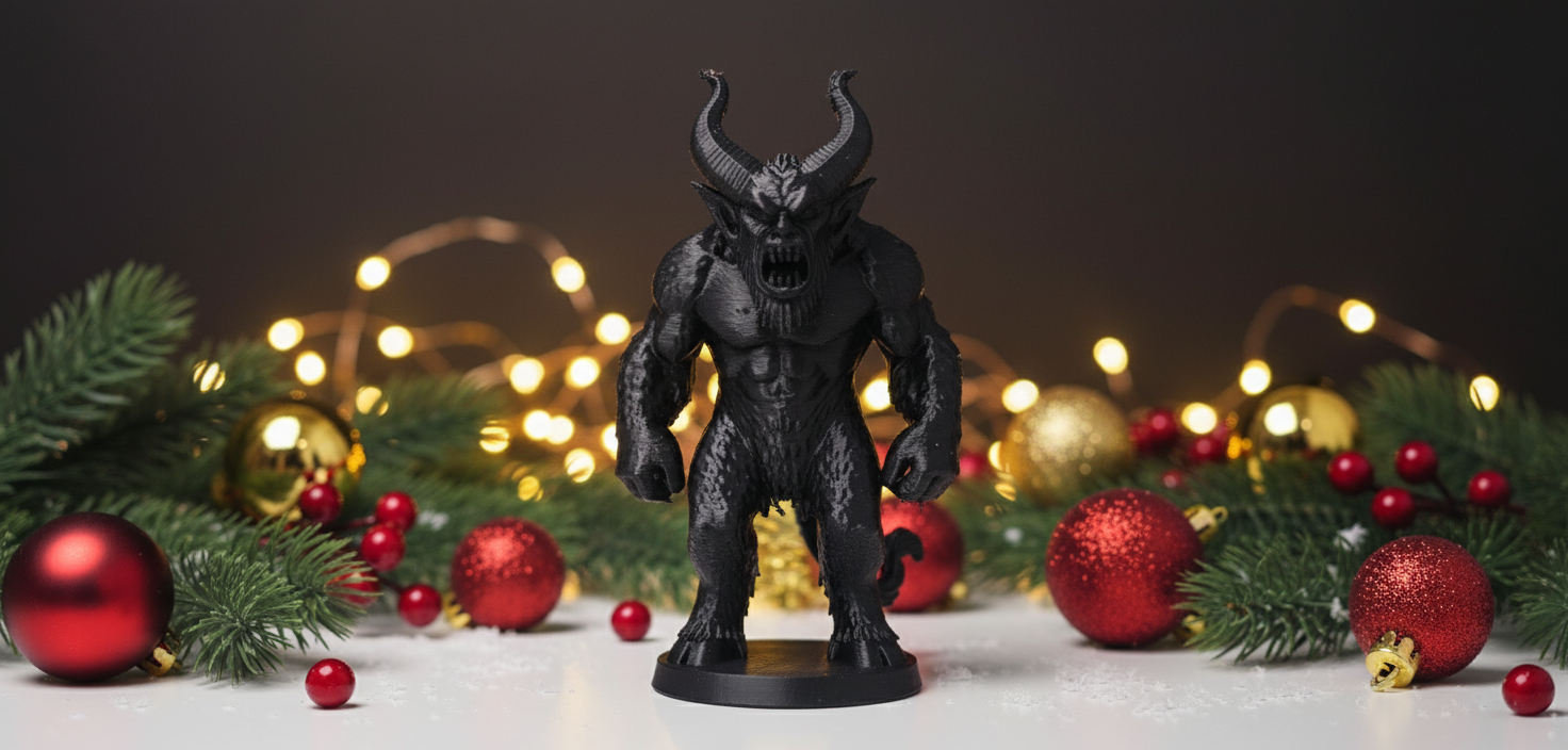 Fearsome Furry Krampus Standing Christmas Figure