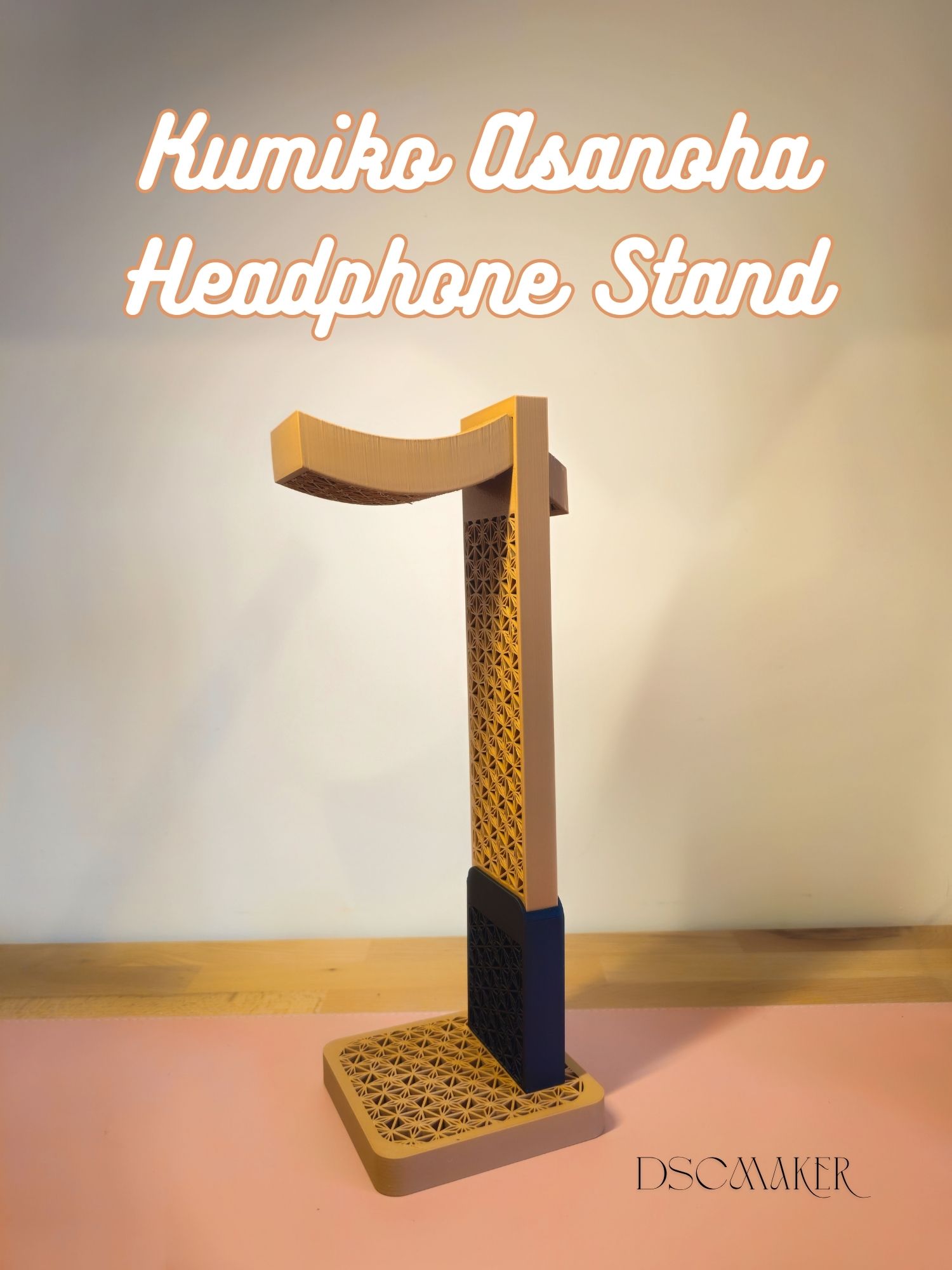 Asanoha Kumiko Headphone Stand 3D model