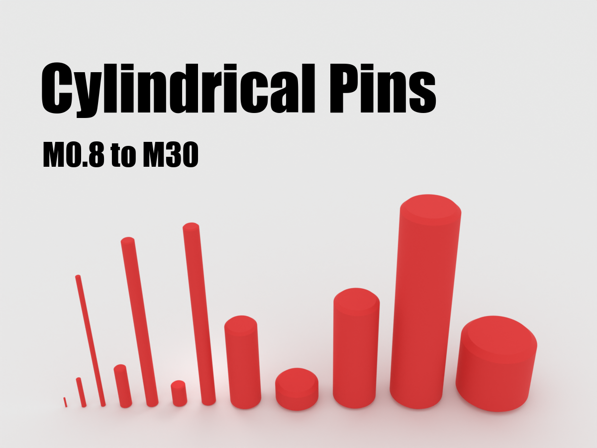 M0.8 - M30 Cylindrical Pins / Parallel Pins in all sorts of lengths (incl. STEP)