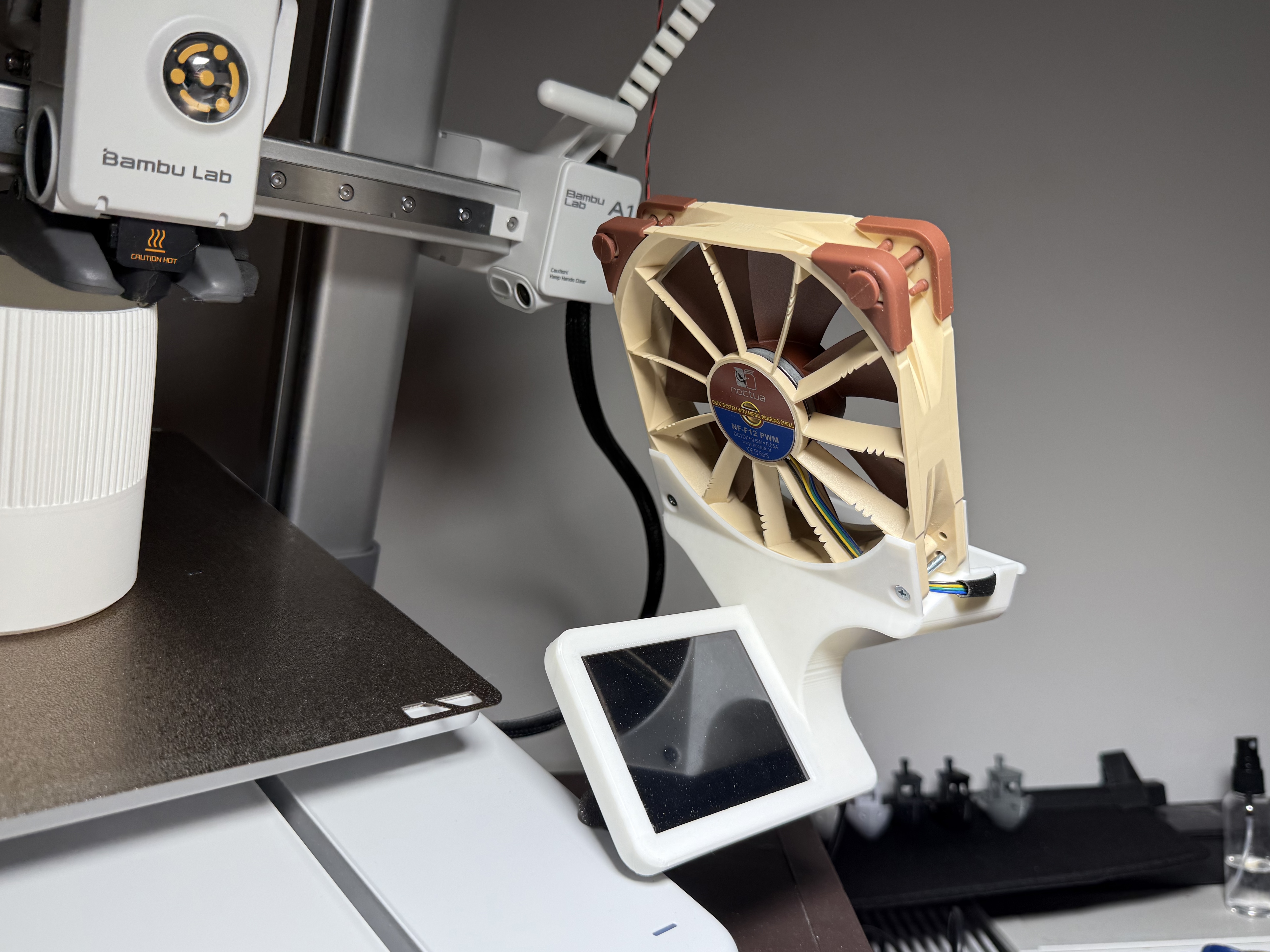 Bambu Lab A1 Fan Holder (Attached to the Screen)