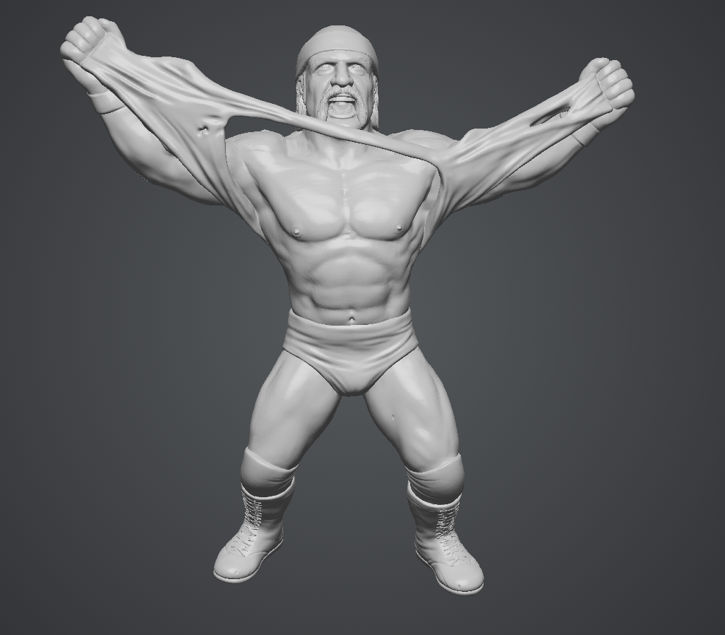 Wrestling legend figure ripping shirt
