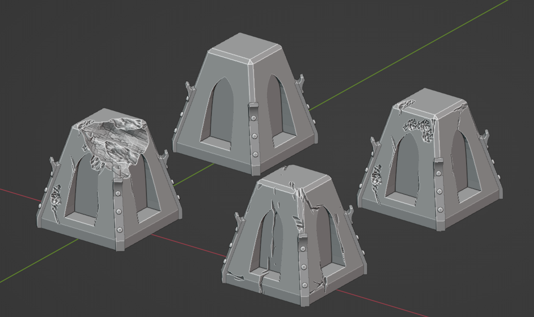 Grimdark scatter terrain concrete anti-tank obstacles (Dragon's teeth) for wargaming, Warhammer 40k etc.