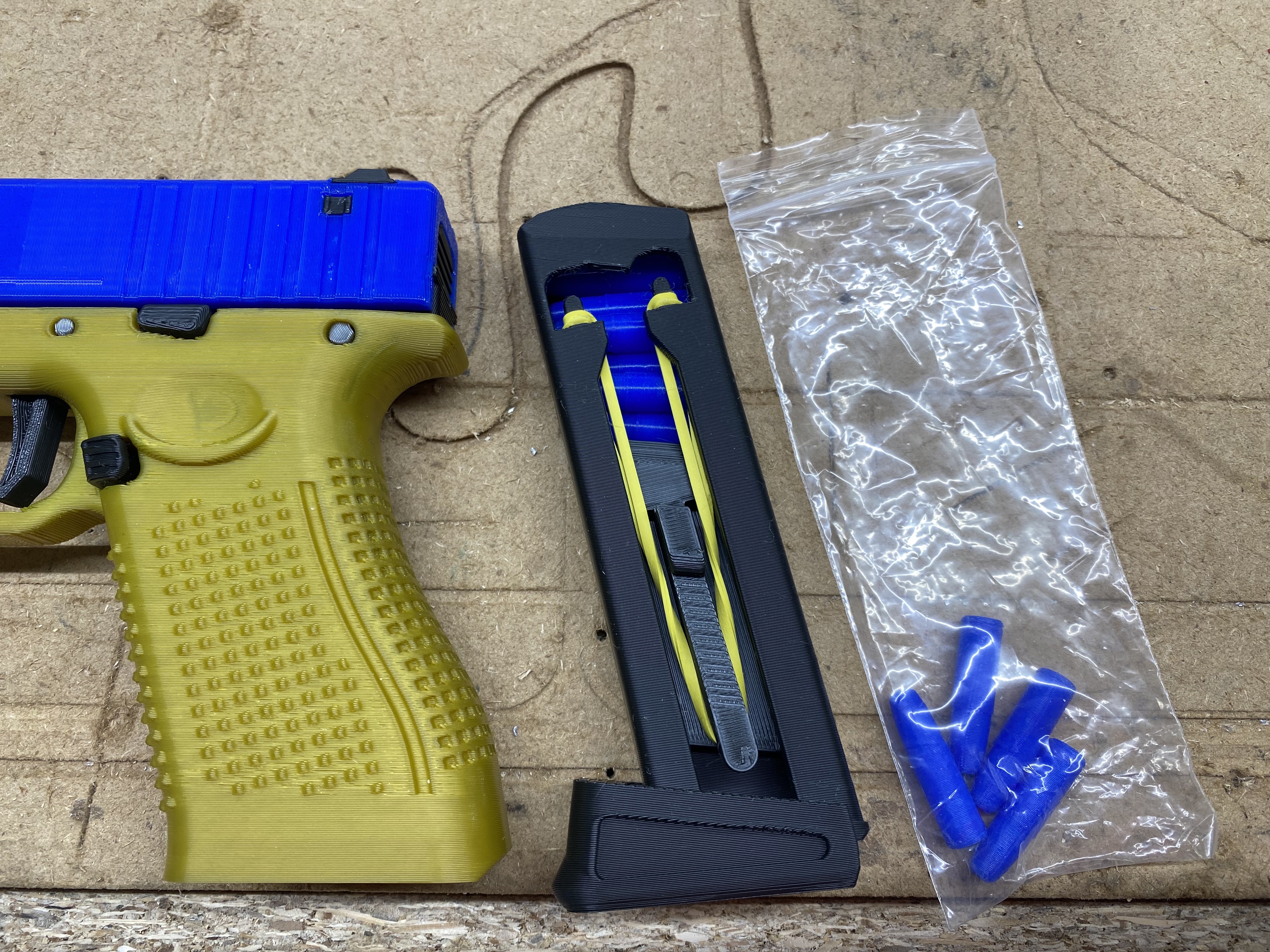 Improved magazine clip (rubber band powered) for "Flick 19X With MODS! - A shooting toy pistol. Fully open-source (CAD file Included)"