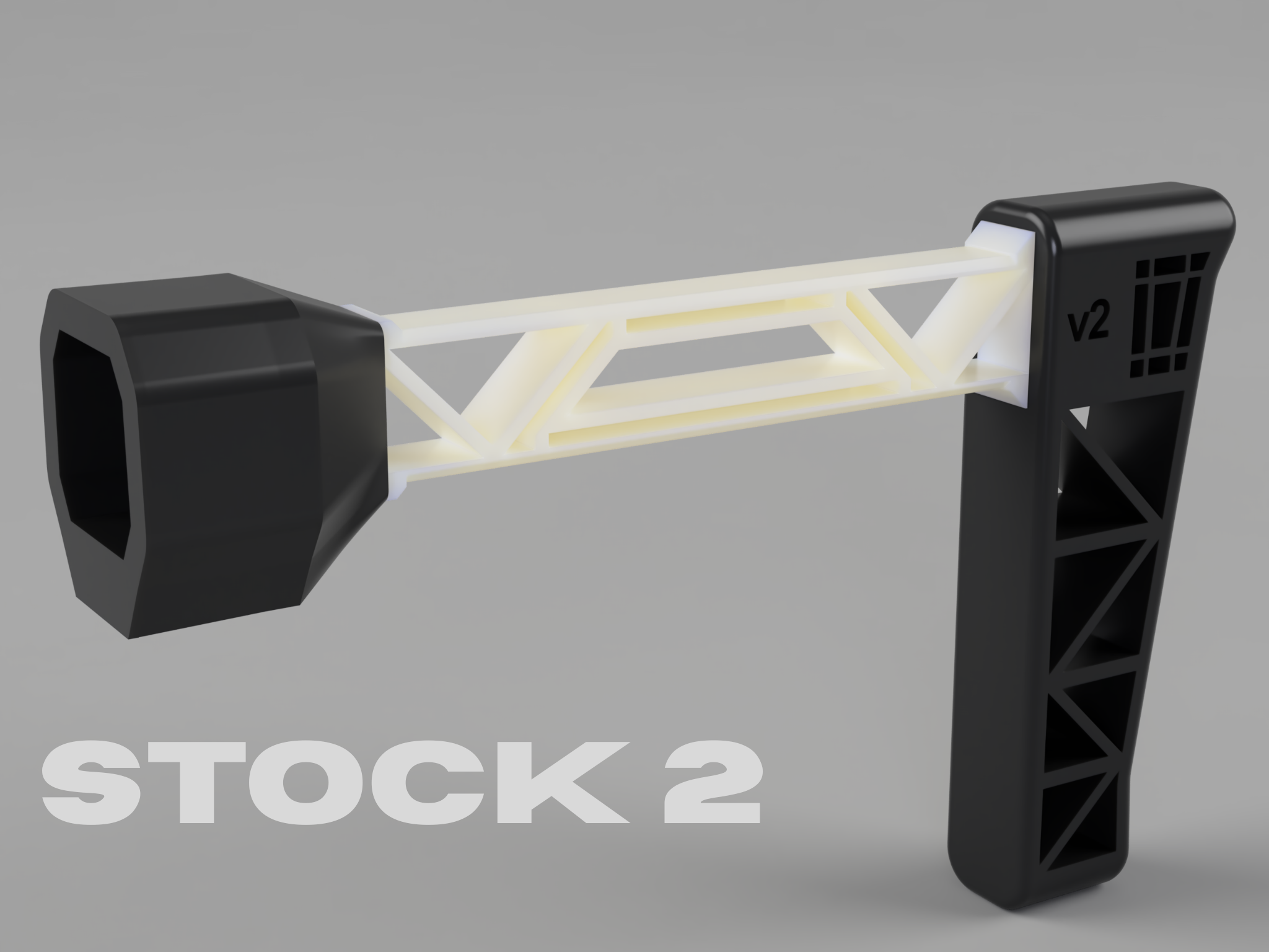Nerf Compatible Blaster Stock — Modular Truss Design, Standard Stock Lug Compatible | STEP File Included