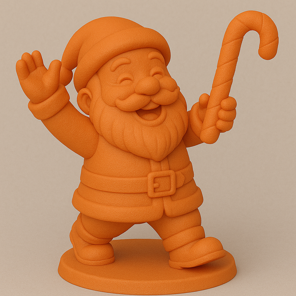 “Festive Orange Santa With Candy Cane”