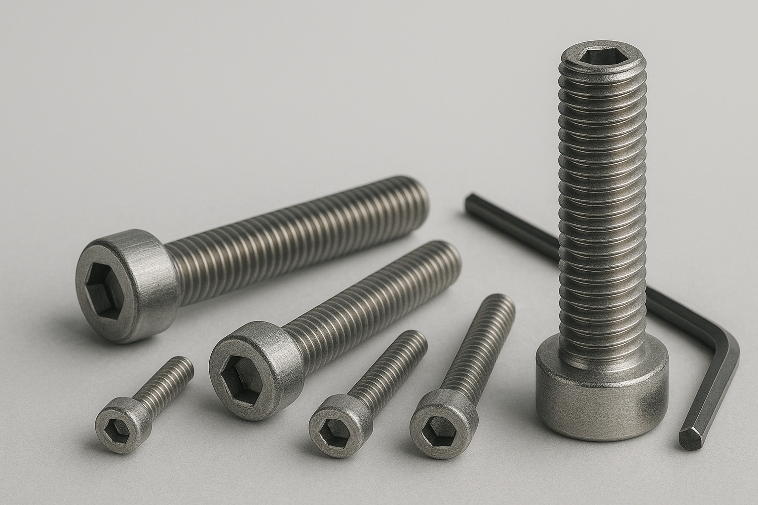Bolt M3x0.5, M4x0,7 (Length 5–30 mm, 6-40 mm) with Hex Socket Head (Hex Key)