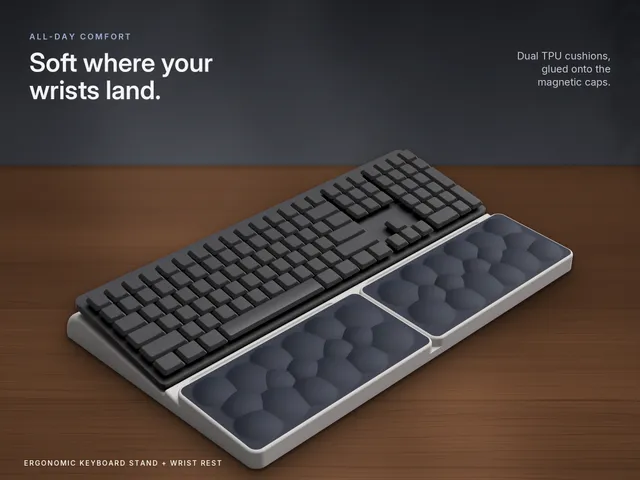 Ergonomic Stand + Wrist Rest for Logitech MX Mechanical – Adjustable Tilt, TPU Cushions & Hidden Magnetic Storage