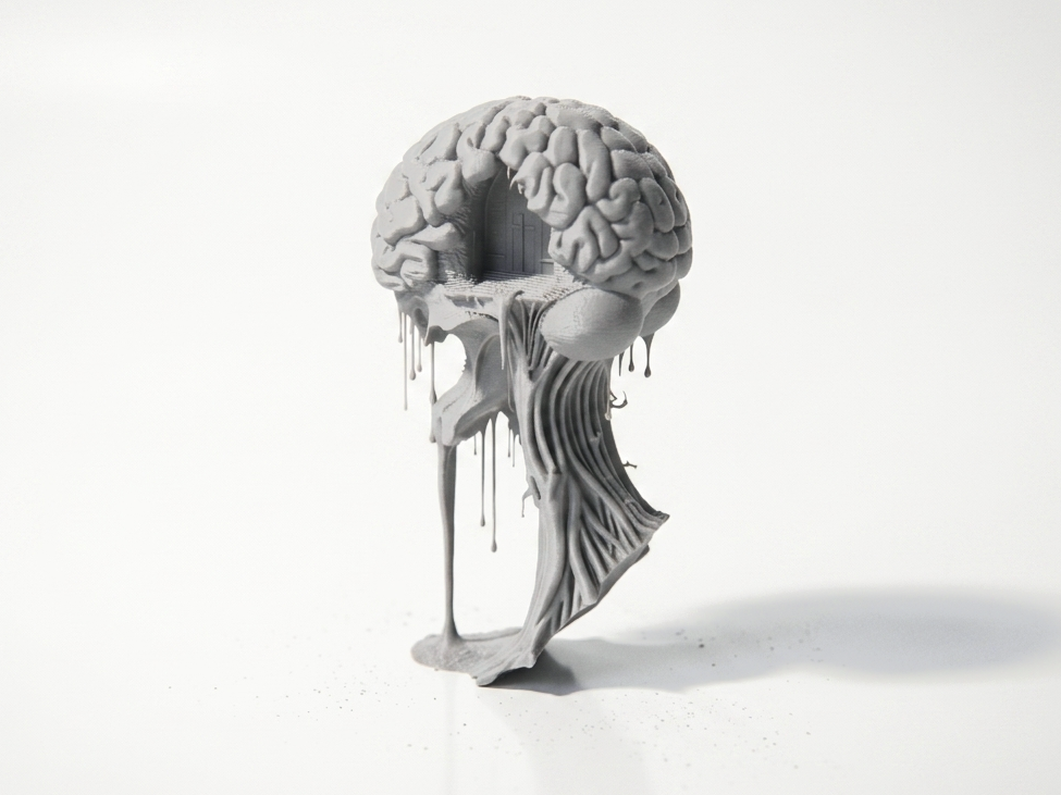 Mind Melting Brain Skull Sculpture 3D Printable