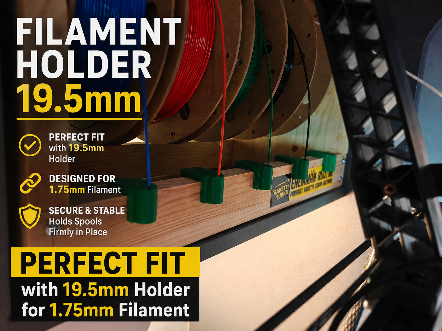 Filament holder for 19.5mm materials