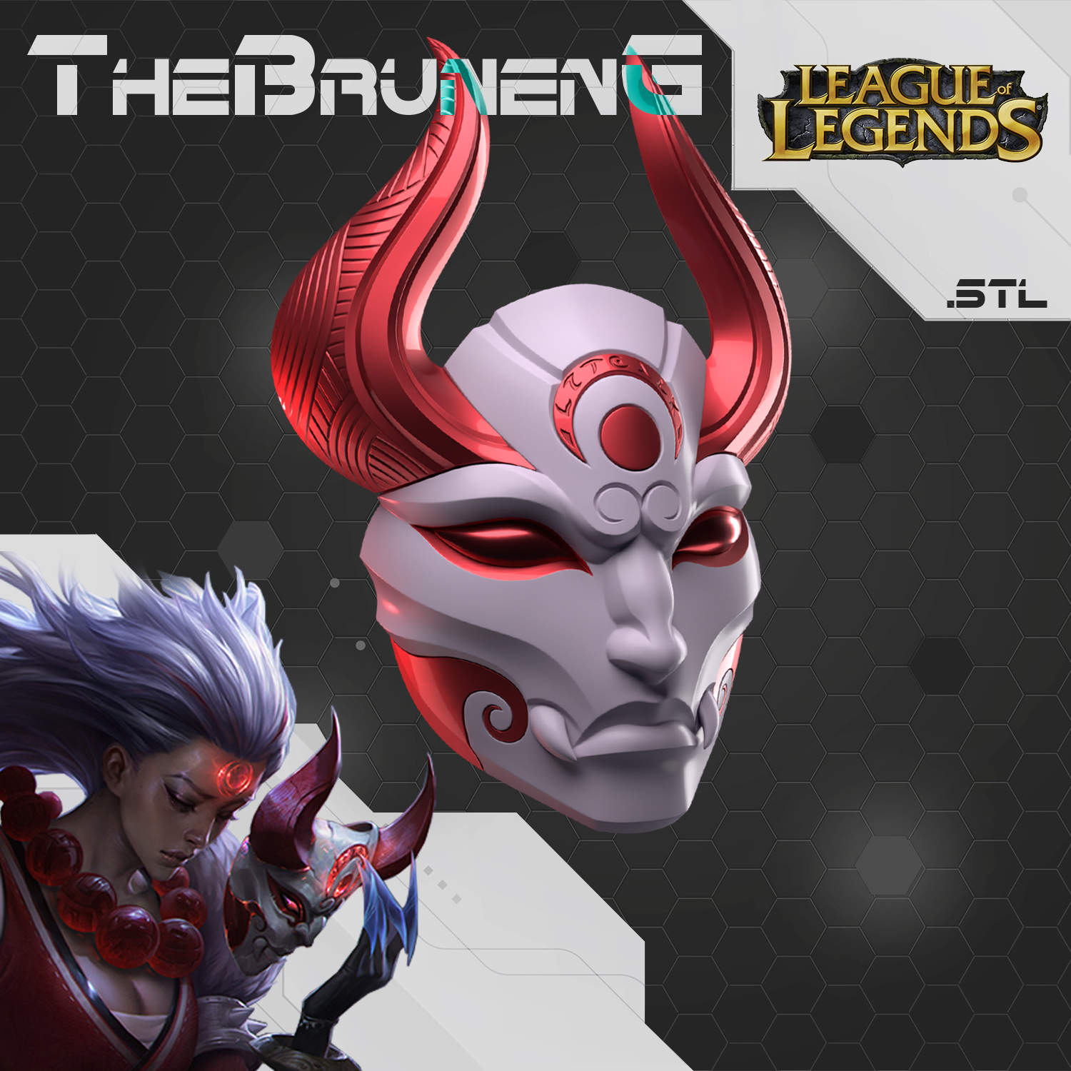 Diana Blood Moon Cosplay Mask - League of Legends Wild Rift 3D Print Model