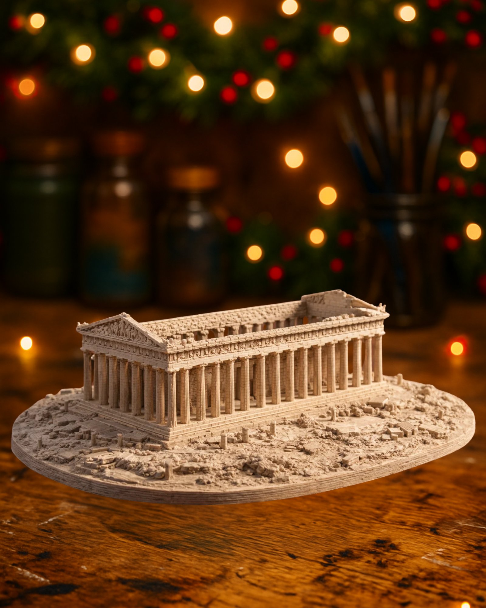 Ancient Greek Temple Ruins – Classical Architecture Miniature
