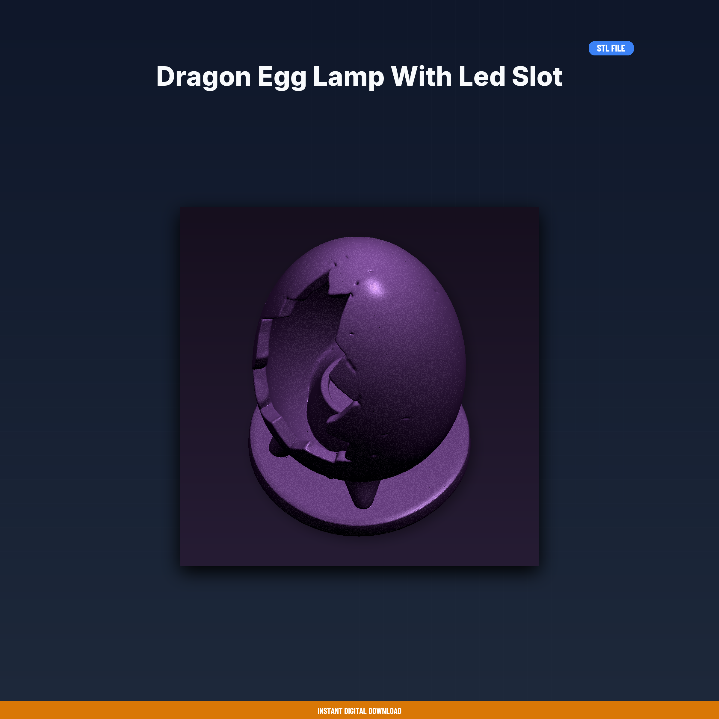 Dragon Egg Lamp With Led Slot - 3D Printable STL File