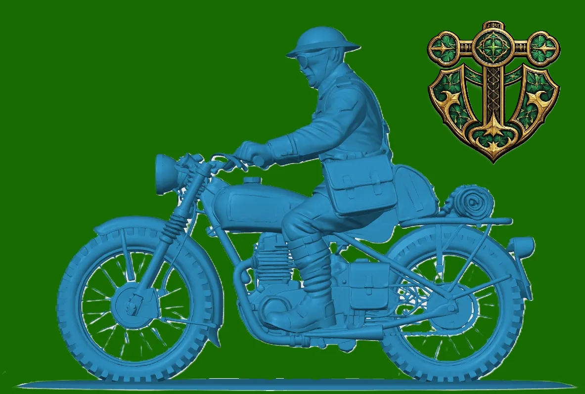 WW1 British Courier on Motorbike
