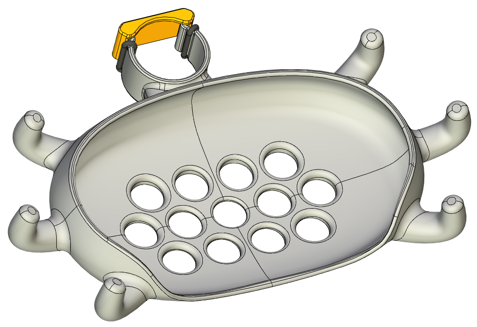 Soap dish with hooks for shower pipe (d=25mm)