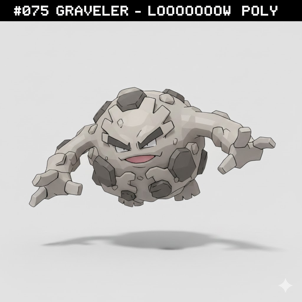#075 Graveler – Low Poly Pokémon