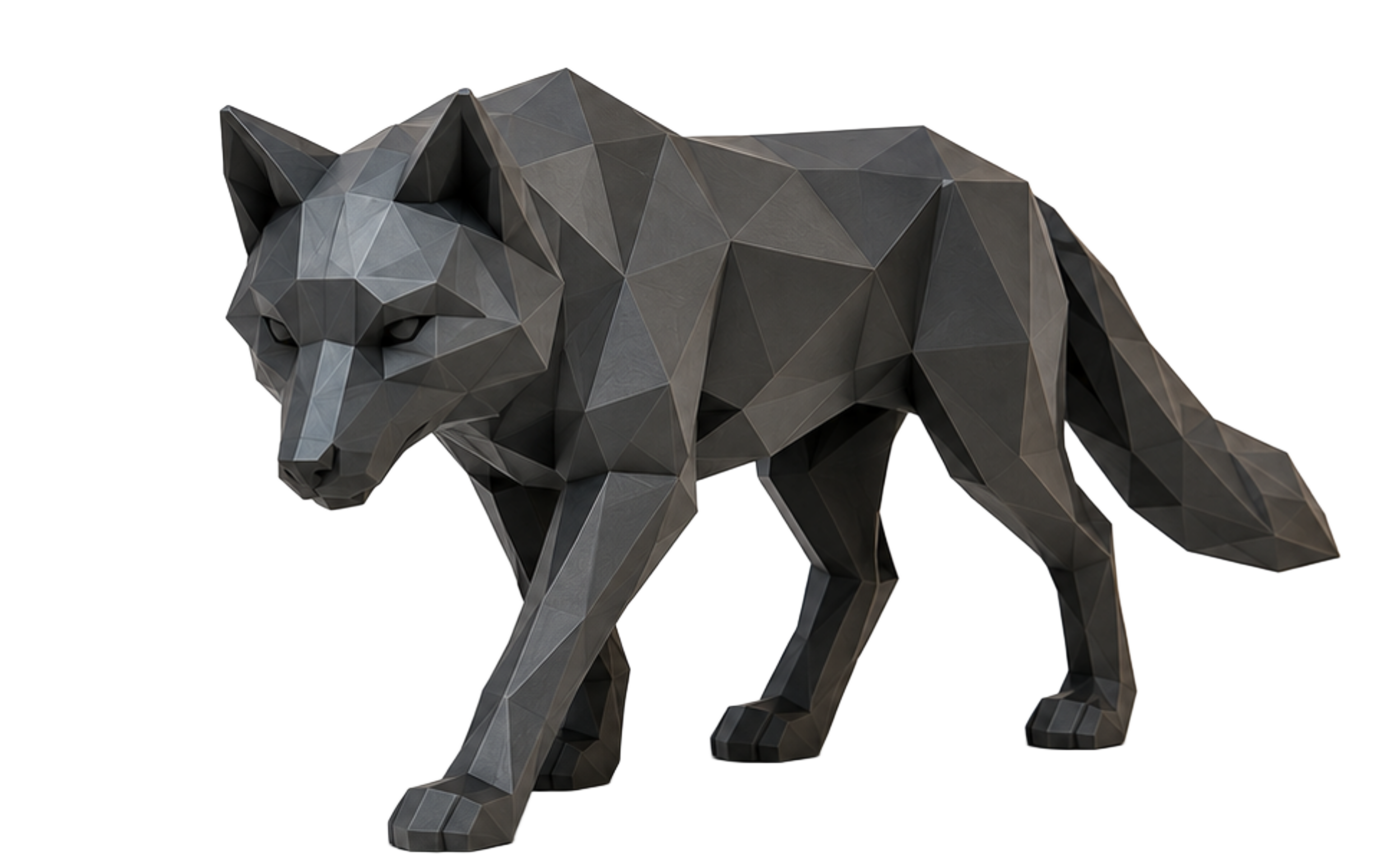 Low Poly Wolf Sculpture