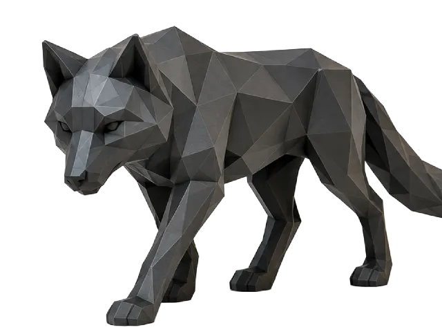 Low Poly Wolf Sculpture