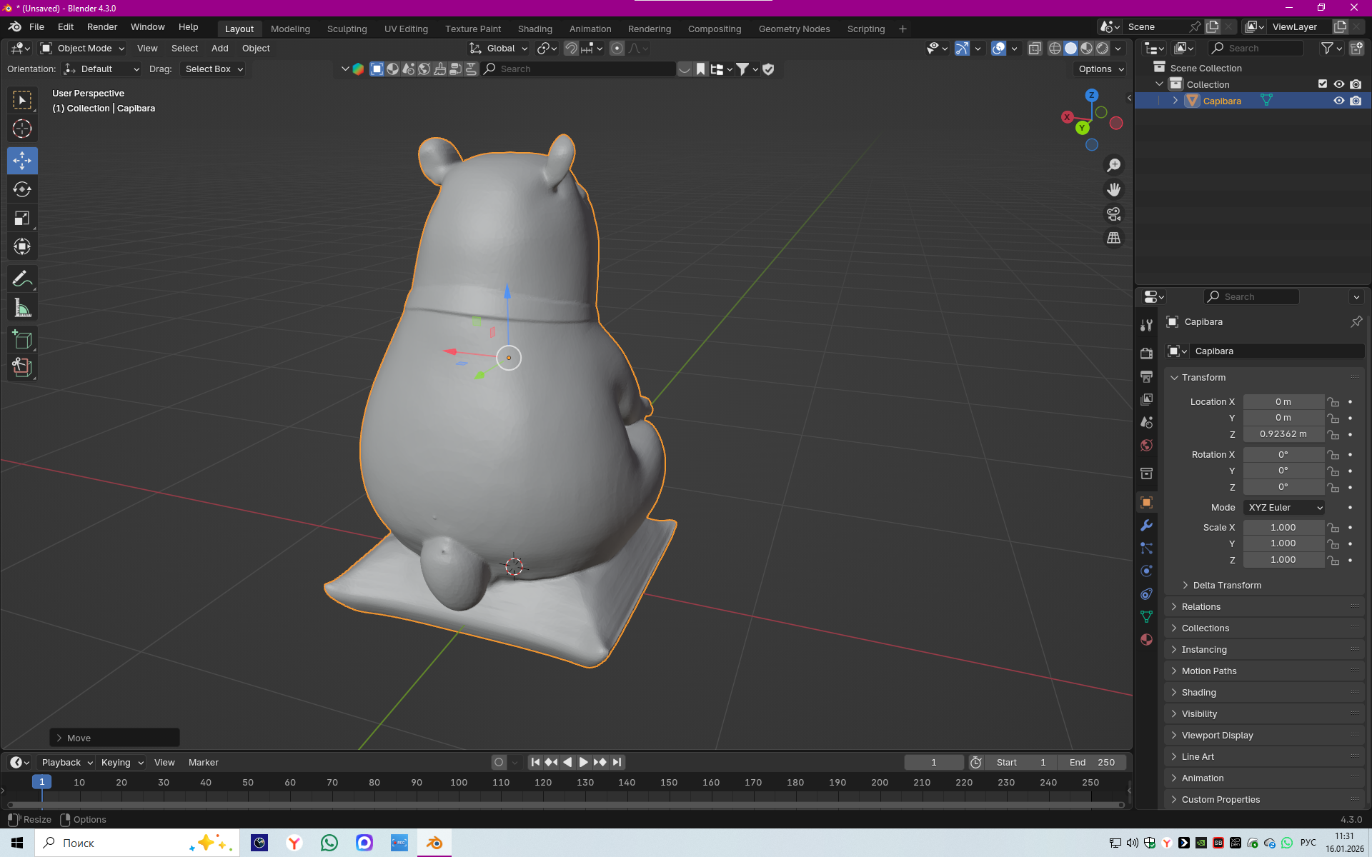 Miniatura 6 do modelo 3D Capibara Zen